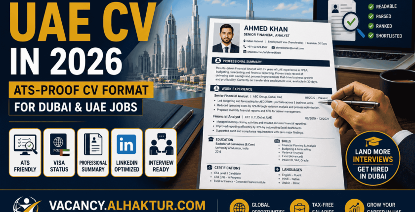 UAE CV format 2026 guide showing ATS-friendly resume tips for Dubai job seekers